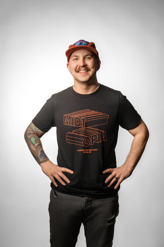 Black Short Sleeve - "Midtopia" Orange