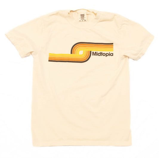 Retro Stripe Midtopia Short Sleeve T-Shirt (Tan)