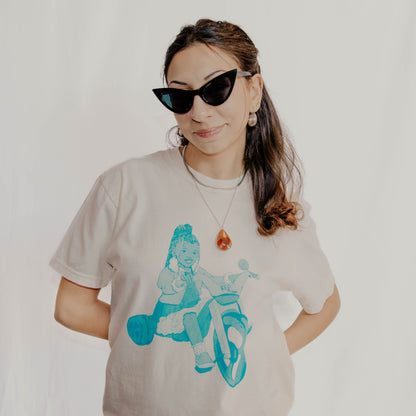 Money Grooves - Tricycle T-Shirt - Beige w/ Turquoise